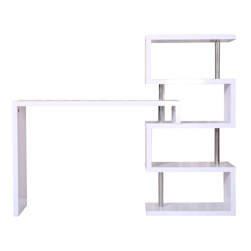 HOMCOM Moderna Scrivania Porta PC Tavolo per computer con Scaffale Ripiano Bianco