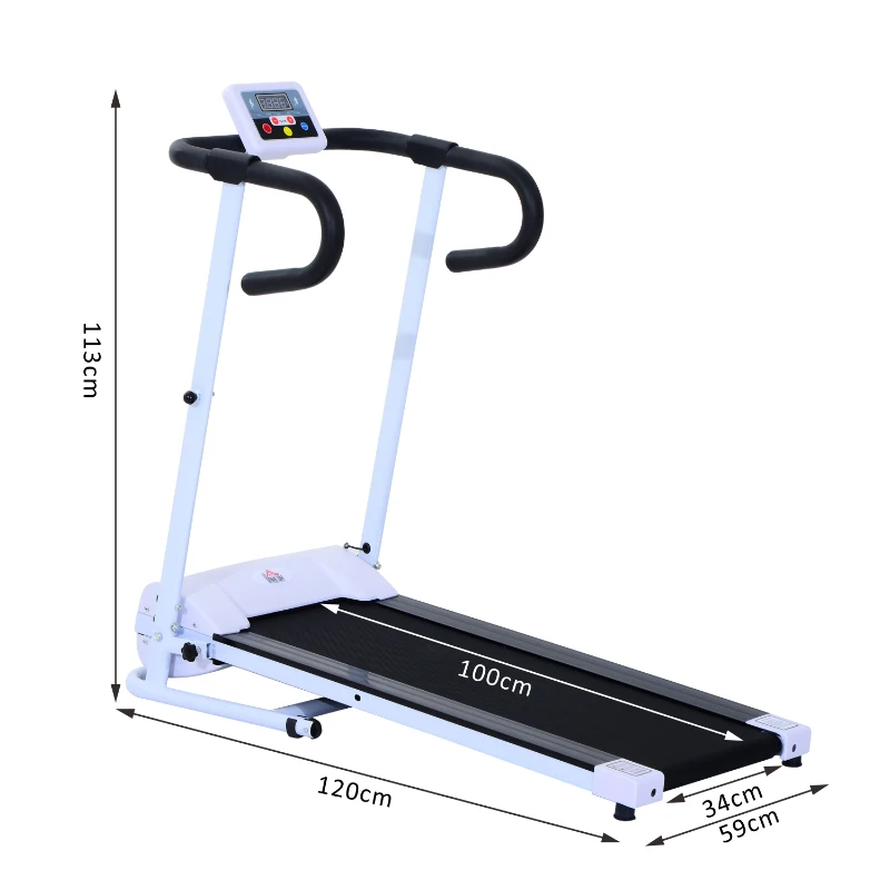 HomCom Tapis Roulant Elettrico Home Fitness 10 velocità, Bianco e Nero