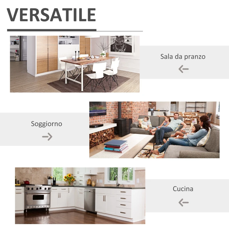 HOMCOM Credenza Cucina con 2 Armadietti e Cassetto, Mobile Dispensa Stile Coloniale in Legno, 80x35x180cm Avorio