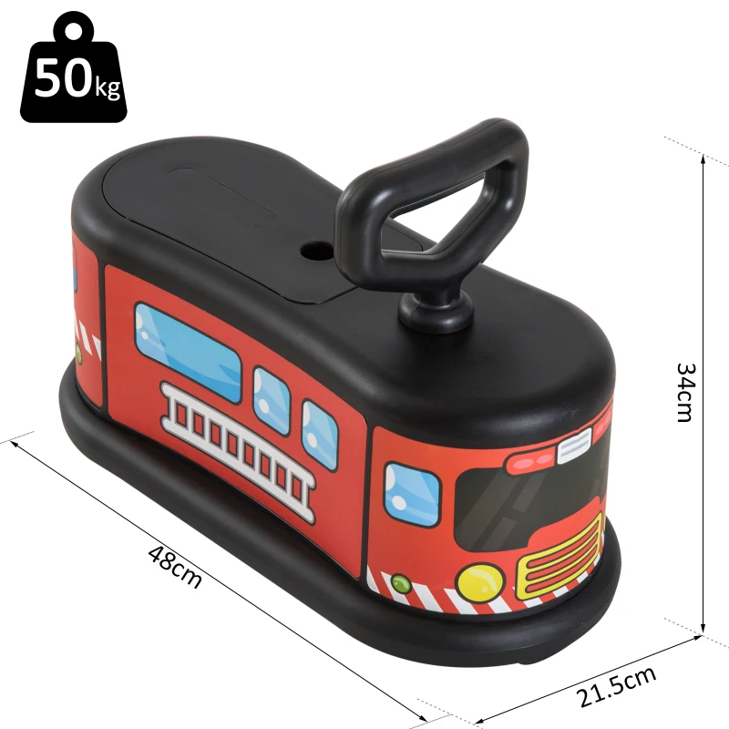 HOMCOM Camion dei Pompieri con Vano Portaoggetti Cavalcabile Bambini Plastica 21.5 × 48 × 34cm