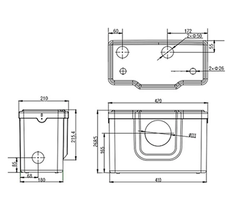 Outsunny - Trituratore Pompa di Scarico WC, Doccia, Lavabo, Lavatrice - 44x25x29cm