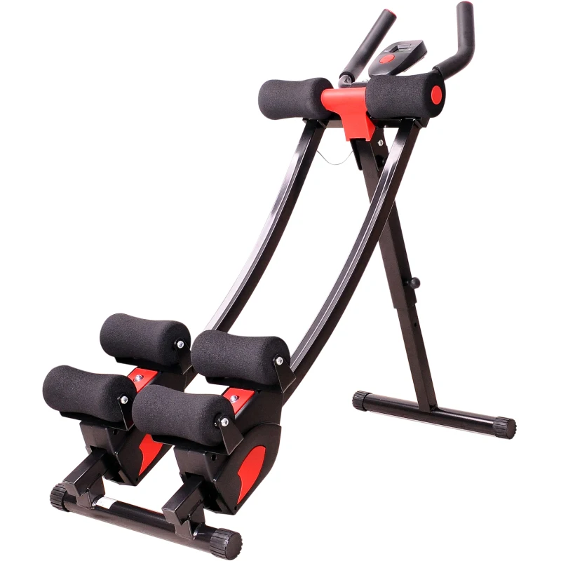 HOMCOM Panca Addominali Panca Fitness Professionale Multifunzionale Pieghevole con Display Acciaio 42 × 95 × 82cm