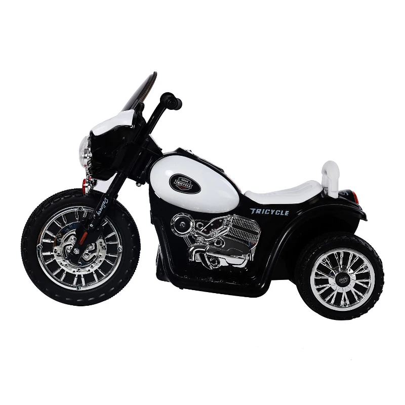 HOMCOM Mini Moto Triciclo Elettrico per Bambini con Luci e Musica, Velocità 2.5KM/h in PP Nero, 80 x 43 x 54.5cm