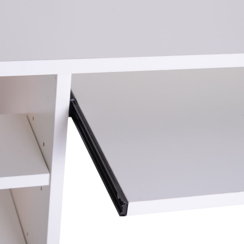 HomCom Scrivania da Ufficio Porta PC con Ripiano Tastiera, Bianco, 74x120x60cm