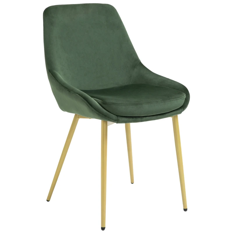HOMCOM Shell Luxe Poltrona In Velluto Rosa Con Gambe Oro | Sedia Da Toeletta O Soggiorno | 57x58x88 Cm