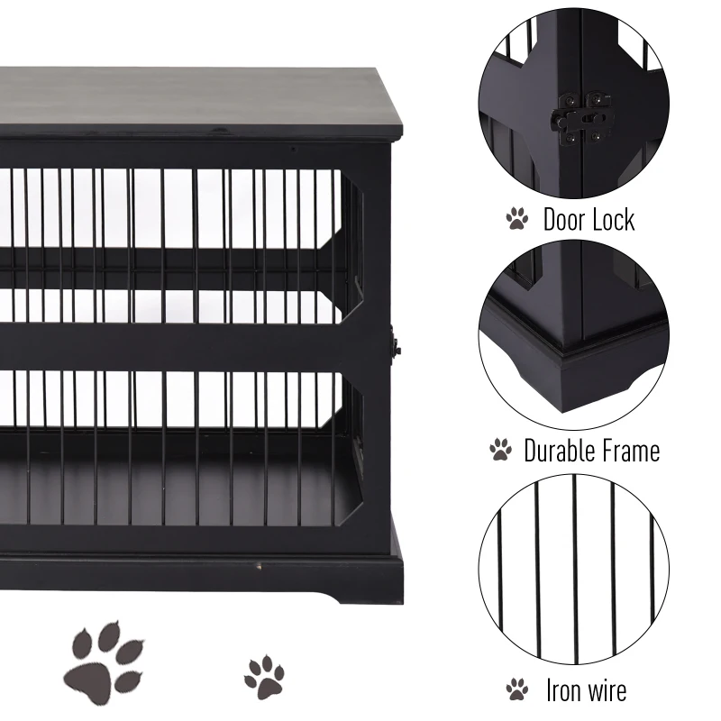 PawHut Elegante Recinto per Cani di Taglia Medio-piccola (Max. 30kg), Gabbia in MDF e Rete Metallica, 55 x 90 x 60 cm