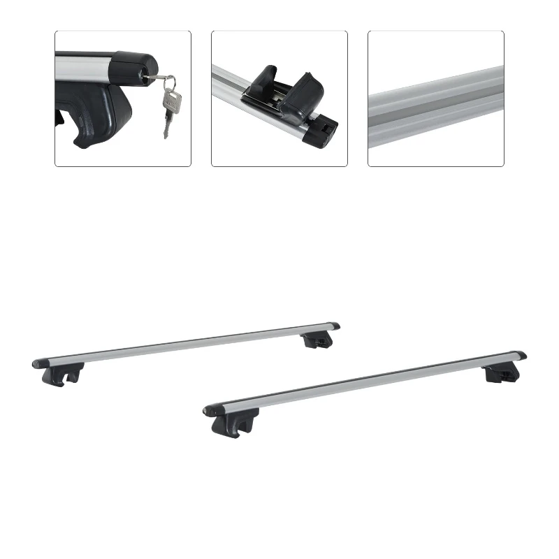 HOMCOM Barre Portapacchi per Auto con Serratura e Chiavi in Lega di Alluminio 125x5.5x7cm, Max. 50 kg