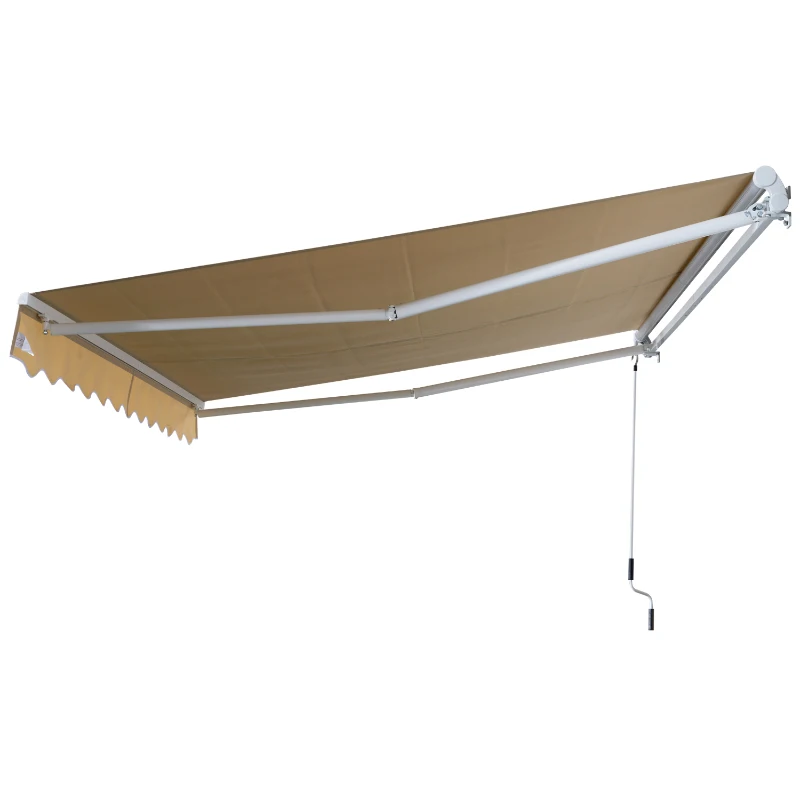 Outsunny Tenda da Sole Avvolgibile a Parete Manuale con Manovella per Esterno Tessuto di Poliestere Alluminio 295 × 250cm