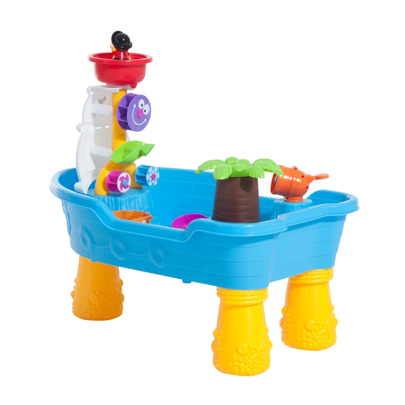 HOMCOM Set Giocattoli da Spiaggia 20pz con Nave Pirata, Mulino a Vento e Stampini, 60 x 38 x 28cm