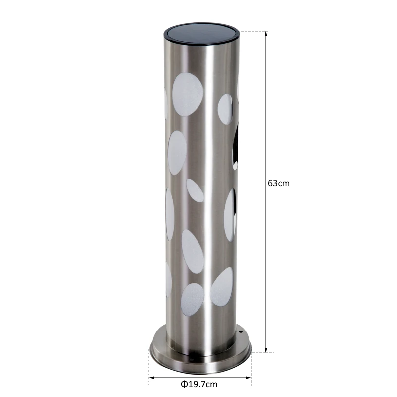 Outsunny Lampada da Terra Giardino Esterno LED a Energia Solare Design Moderno Acciaio Φ19.7 × 63cm
