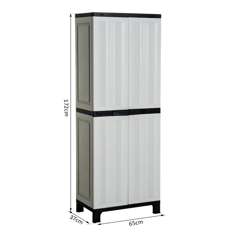 Outsunny Armadio da Esterno Impermeabile con 3 Ripiani Regolabili Balcone Terrazzo Plastica 65 × 37 × 172cm