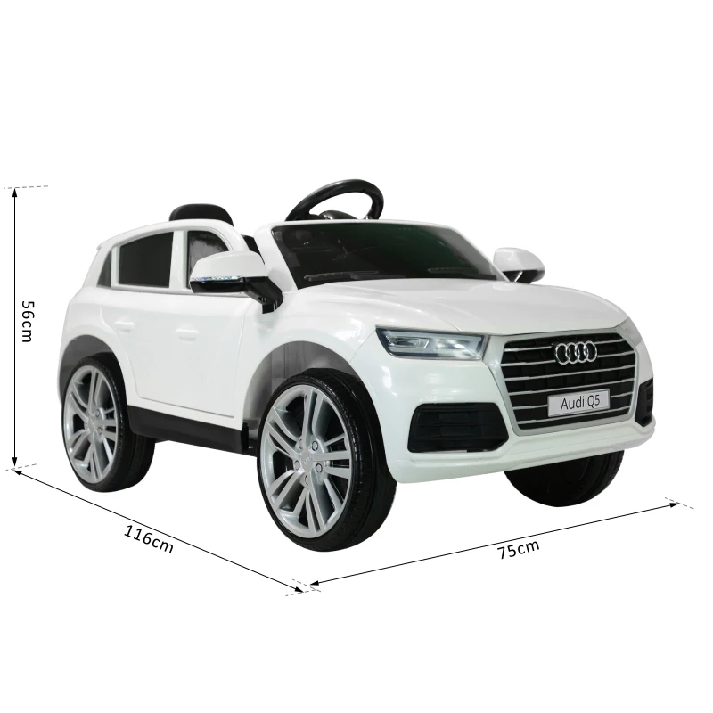 HOMCOM Macchina Elettrica per Bambini con Telecomando Modello AUDI Q5 12V Musica Luci e Suoni 116 × 75 × 56cm Bianco