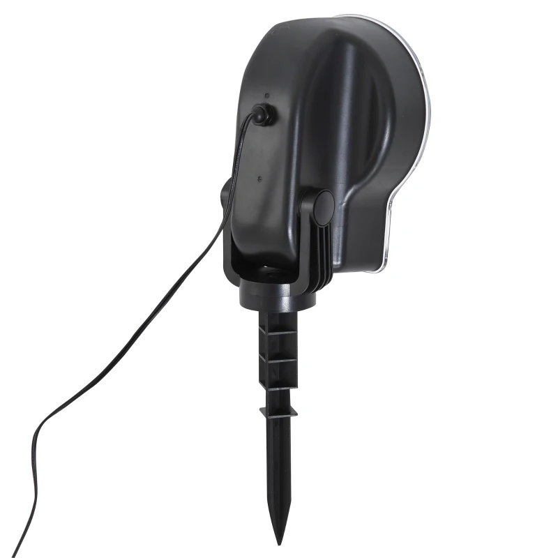 HOMCOM Proiettore LED Luci a LED a 4 Colori: Rosso, Verde, Blu e Bianco in Qualsiasi Combinazione Livello Impermeabilità IP44 ABS Nero 2W Lunghezza Cavo:3m 15.2×17.5×41.5cm