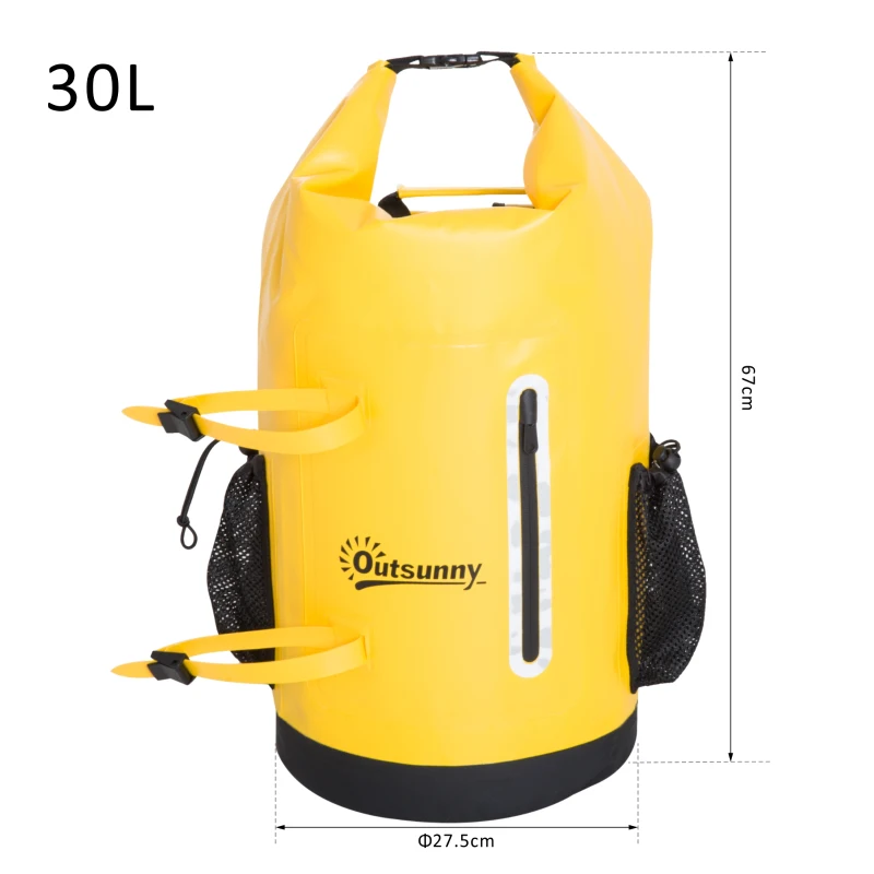 Outsunny Borsa Zaino Impermeabile Multifunzionale Ideale per Outdoor, Giallo, 30L