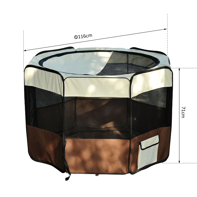 PawHut Box per Animali Cani Gatto Recinzione per Cuccioli pieghevole 116 x 116 x 71 cm caffè marrone