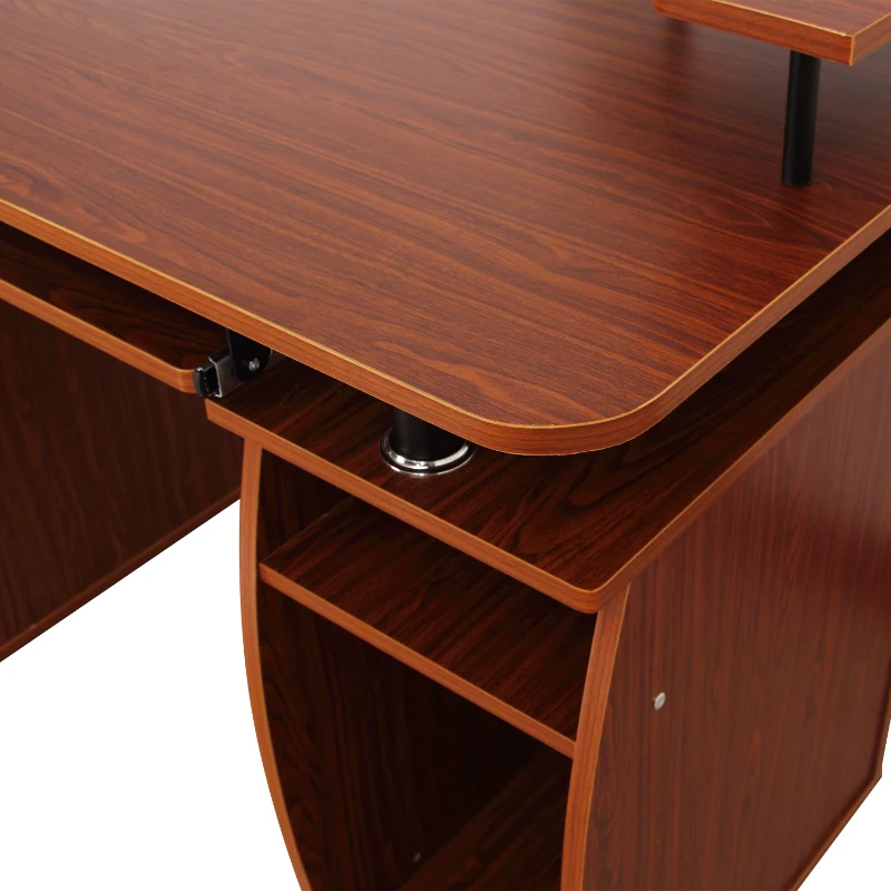 HomCom Scrivania per Computer Scrivania Ufficio Porta PC con Ripiano Tastiera, Noce, 120x55x85cm