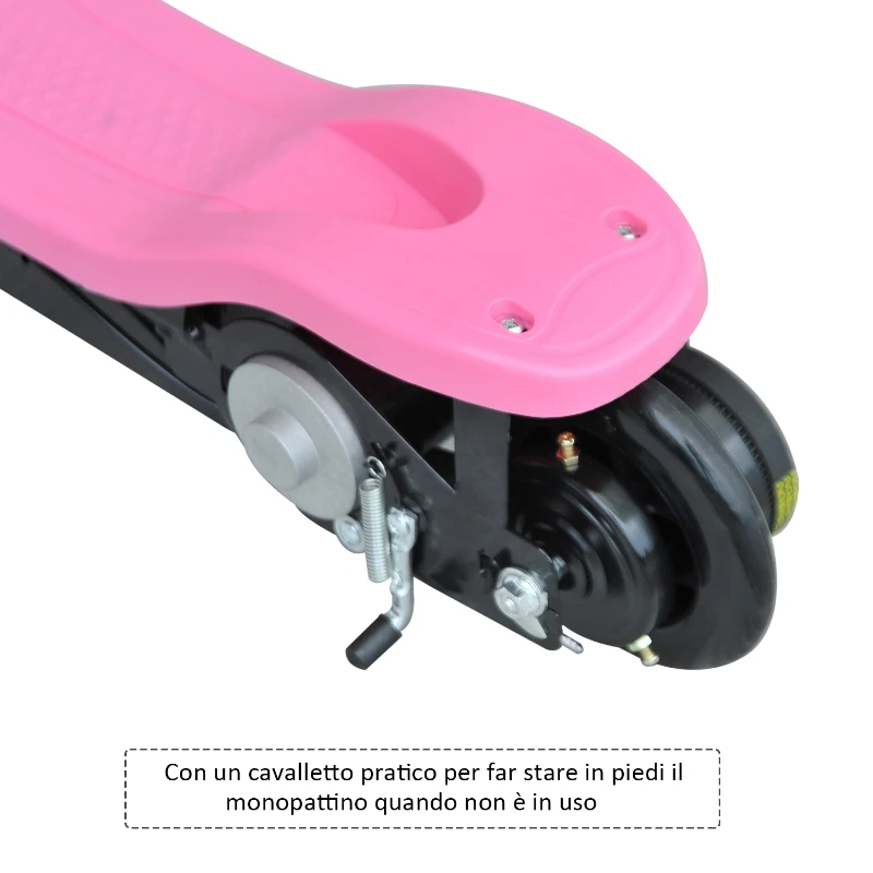 HOMCOM Monopattino Scooter Elettrico per Bambini con Struttura in Metallo Pieghevole 81.5 x 37 x 96cm, Rosa