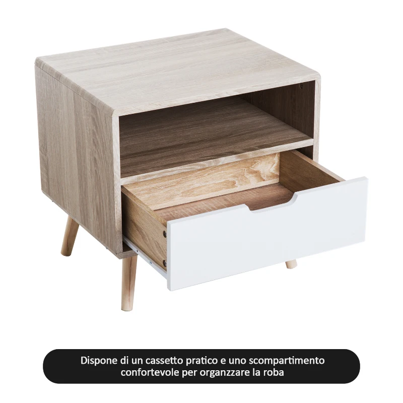 HOMCOM Comodino di Design Moderno Camera da Letto Legno 50 × 40 × 47cm