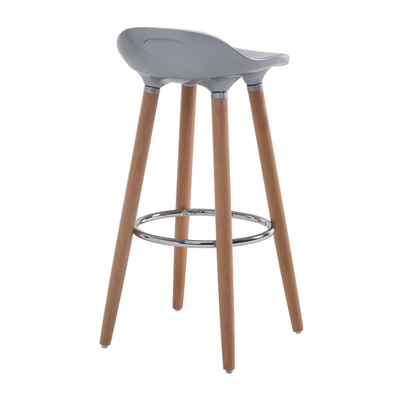 HOMCOM Sgabello Alto da Bar in Legno con Poggiapiedi, Argento e Legno, 38 x 38 x 80cm