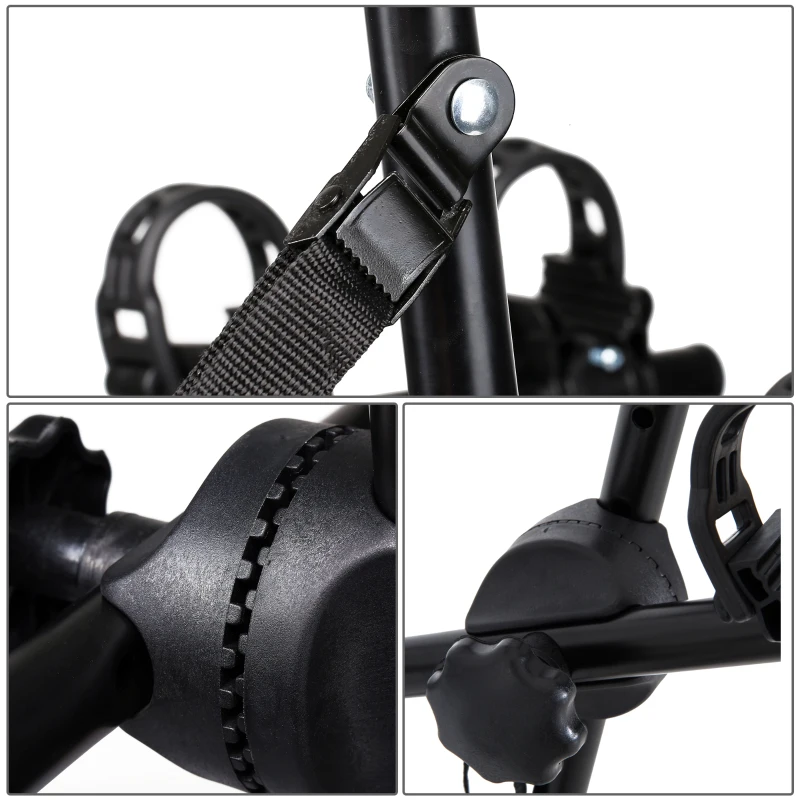 HOMCOM Portabici Posteriore per Auto Portata 3 Bici Pieghevole con 6 Corde Acciaio Portata 40kg