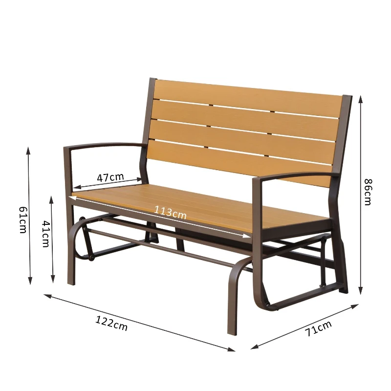 Outsunny Panchina Dondolo da Giardino Biposto in Ferro, PS 122 x 71 x 86cm