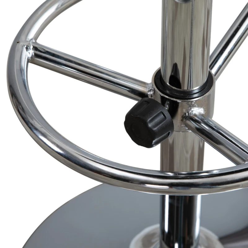 HOMCOM Tavolo Alto con Poggiapiedi Regolabile e Piano in Similpelle, Tavolo da Bar Cucina Arredamento Moderno Casa e Bar 62x62x110cm Nero