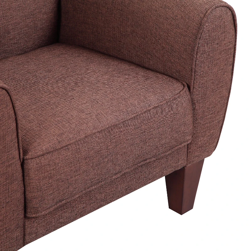 HOMCOM Poltrona Elegante Classica Spugna di Elevata Densità Tessuto di Lino Legno Massello Marrone Spessore del Cuscino per Seduta:16.5cm 84x65x82,4cm