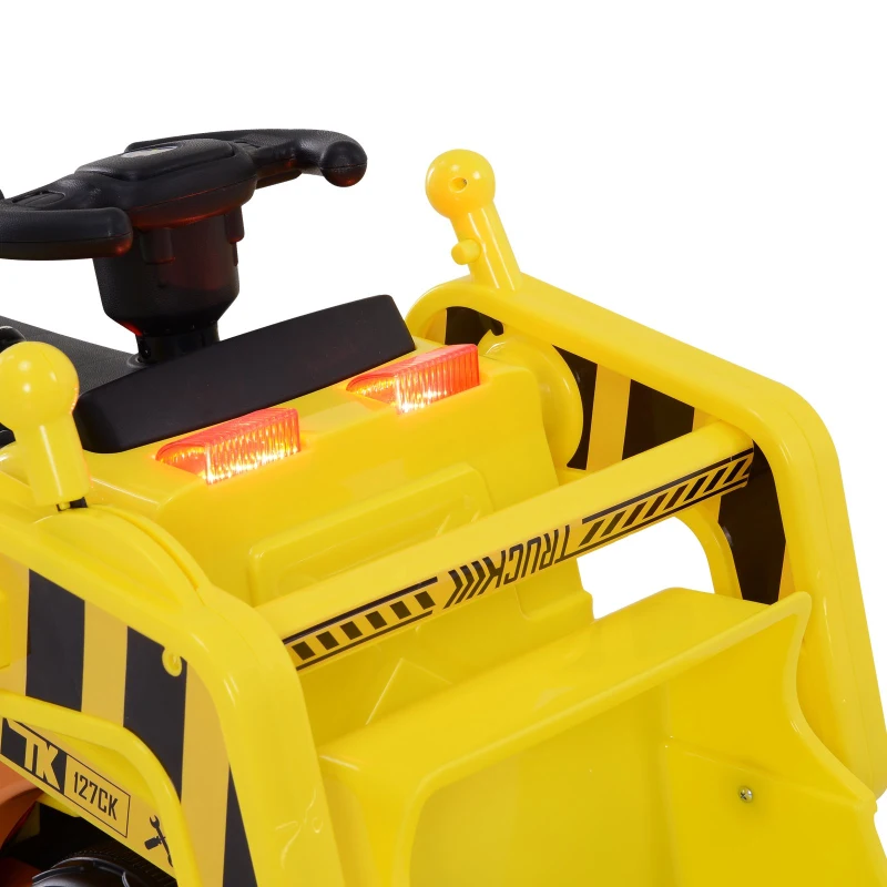 Homcom Escavatore Giocattolo Cavalcabile con Pala e Braccio Elettrico per Bambini Giallo