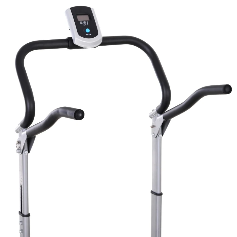 HOMCOM Tapis Roulant Meccanico (Non Elettrico) Con Monitor LCD a Batteria, Angolatura e Altezza Regolabili e Superficie di Corsa Antiscivolo