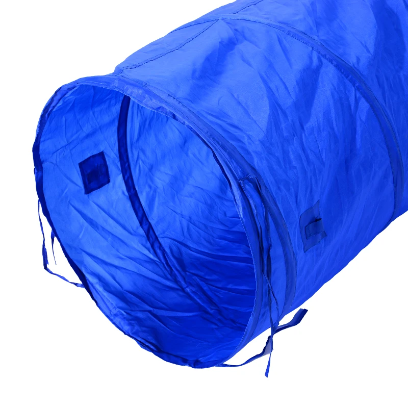 PawHut Tunnel Giocattolo per Cani e Gatti Pieghevole in Oxford Blu, Φ60 x 500cm