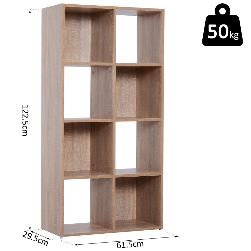 HOMCOM Libreria Scaffale 8 Ripiani Per Soggiorno, Ufficio, Camera da Letto, Legno, 61,5x29,5x122,5 cm