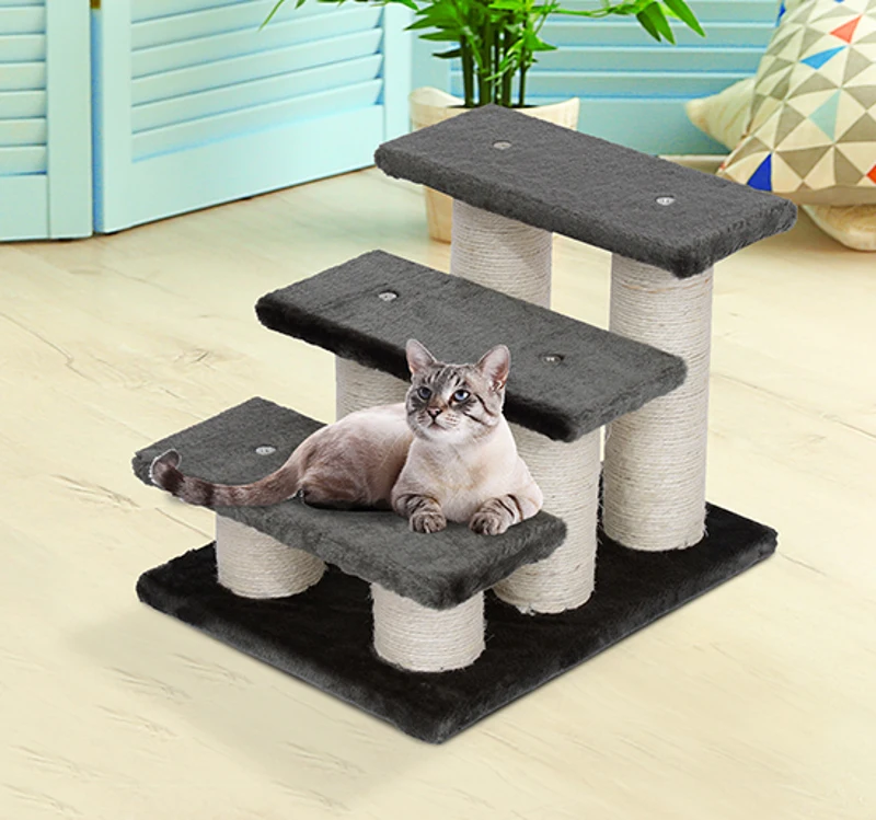 PawHut Scala per Gatti Struttura in Sisal 45 × 35 × 34cm Grigio Scuro