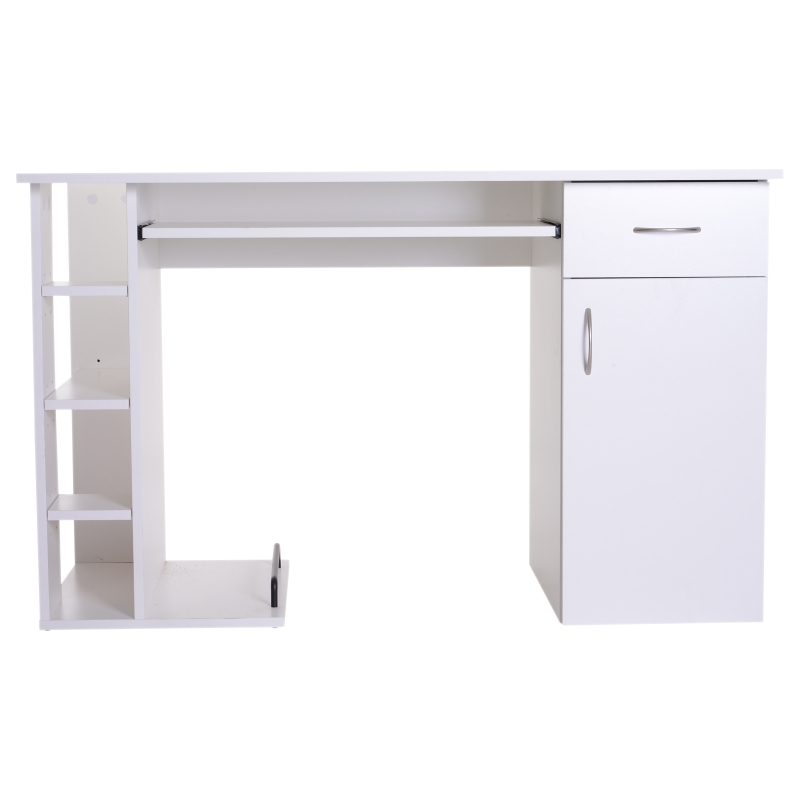 HomCom Scrivania da Ufficio Porta PC con Ripiano Tastiera, Bianco, 74x120x60cm