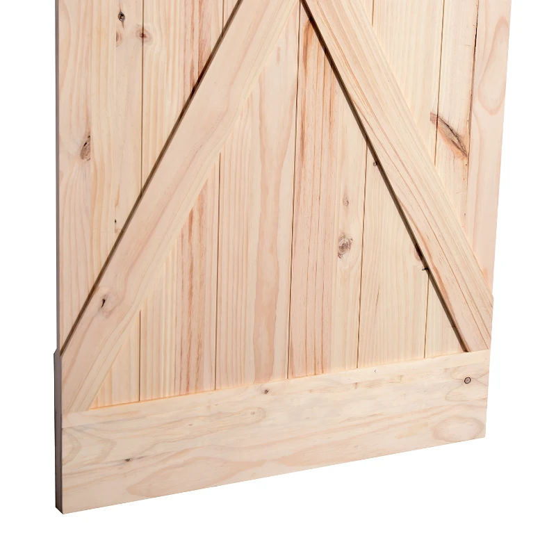 HOMCOM - Porta Scorrevole Barn Door in Legno di Pino Laccatura DIY, 213 x 96.5 x 3.5cm, Naturale