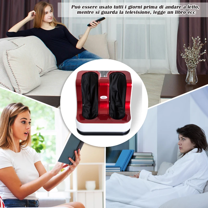 HOMCOM Massaggiatore Piedi Elettrico Massaggio Shiatsu a Rullo con 3 Programmi