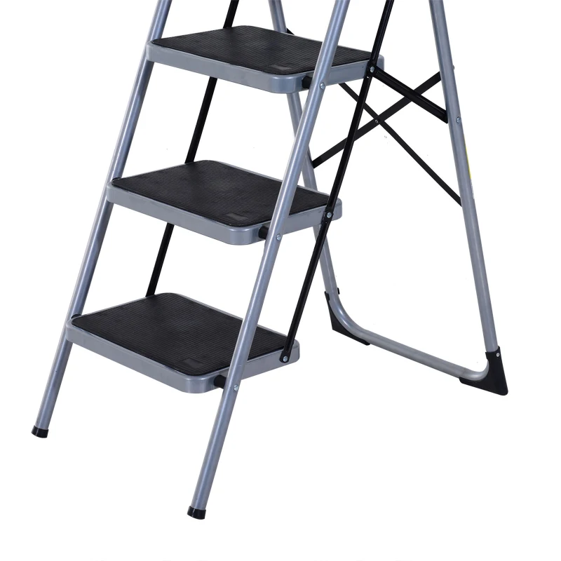 HOMCOM Scala Pieghevole in Metallo con 4 Gradini Carico Massimo 150kg 48x63x155cm