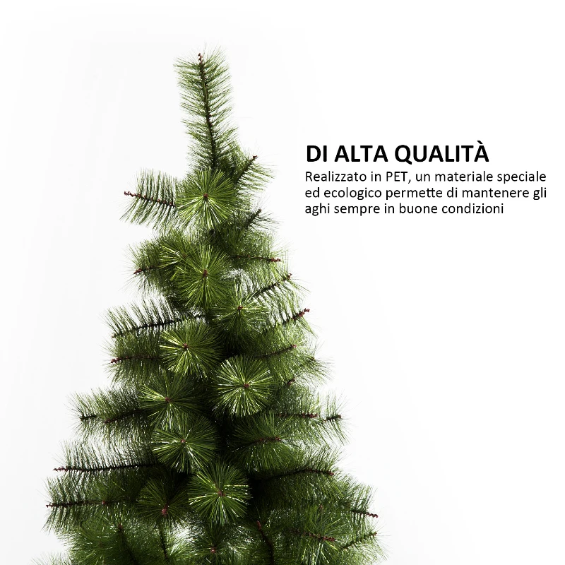 HOMCOM Albero di Natale Artificiale 180cm Folto con 383 Rami e Supporto in Ferro