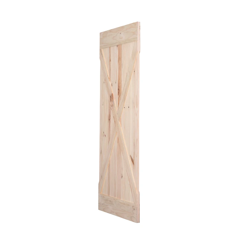 HOMCOM - Porta Scorrevole Barn Door Laccata DIY in Legno di Pino, 213 x 96.5 x 3.5cm, Naturale