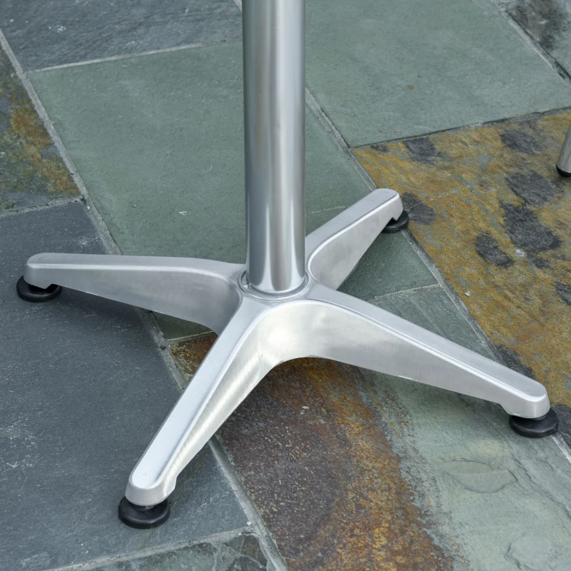 Outsunny Set Tavolino e Sedie da Giardino da 3 Pezzi, Arredamento da Giardino in Alluminio e Acciaio Inox, Argento