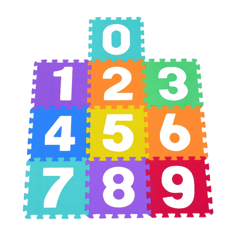 HOMCOM Tappeto da Gioco 36 Pezzi Puzzle in EVA con Numeri e Lettere dell'Alfabeto per Bambini Colorato