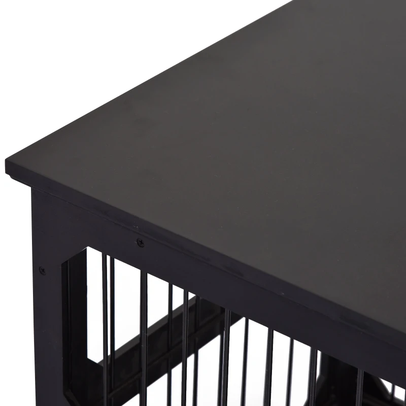 PawHut Elegante Recinto per Cani di Taglia Medio-piccola (Max. 30kg), Gabbia in MDF e Rete Metallica, 55 x 90 x 60 cm