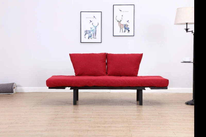 HOMCOM Divano 2 Posti Multifunzionale Funzione Chaise Lounge, Letto 3 in 1 i Tessuto di Lino 166 × 70 × 80cm Rosso