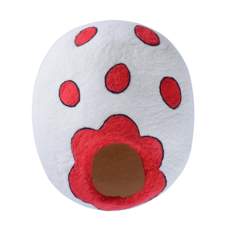 PawHut Cuccia per Gatti in Lana Φ35 x 20cm Bianco e Rosso