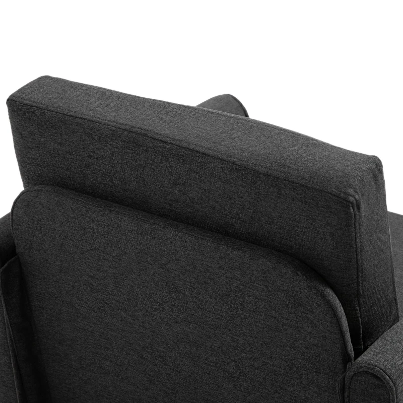 HOMCOM Poltrona Sedia Robusta Tappetini antiscivolo con Cuscini da Soggiorno Lino, Spugna 82 x 65 x 78cm Grigio scuro, Nero