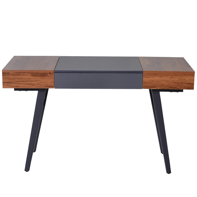 HOMCOM Scrivania Allungabile Tavolo in Legno e Acciaio Design Moderno con Scompartimenti Nascosti 60x76x130-190cm