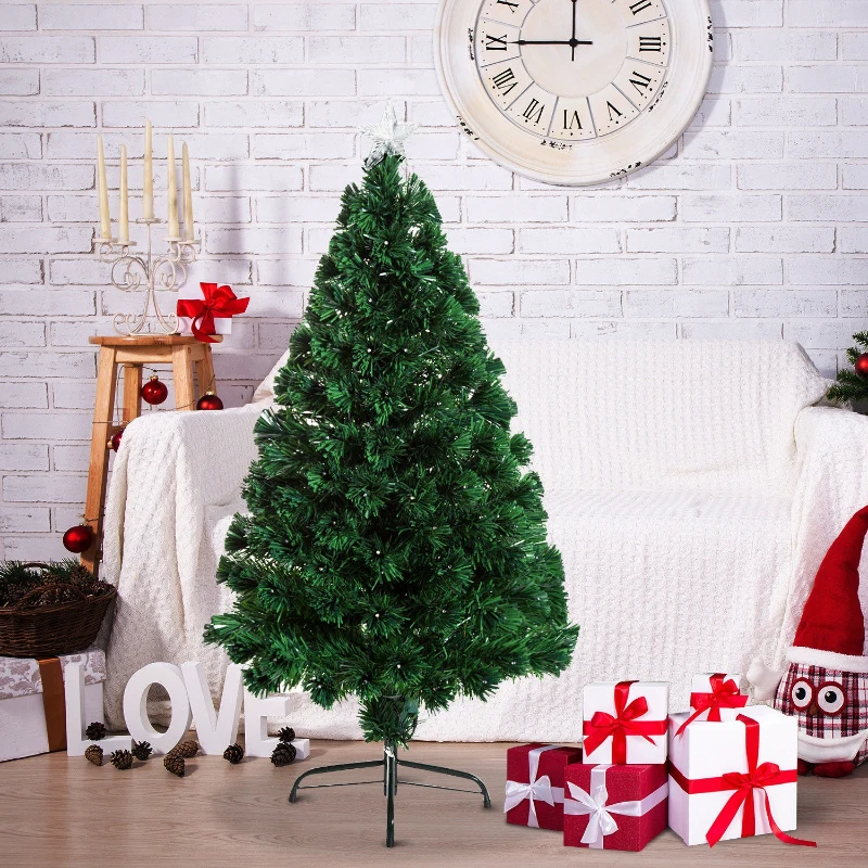 HOMCOM Albero di Natale Artificiale 130 Rami in PVC con Luci LED Φ62 x 120cm Verde