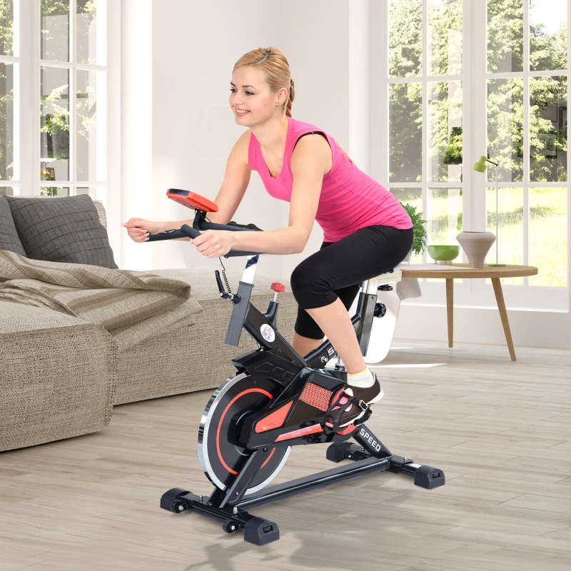 HOMCOM Cyclette Fitness Allenamento Aerobico Professionale con Volano Seduta e Manubrio Regolabili Acciaio 118 × 48 × 113cm