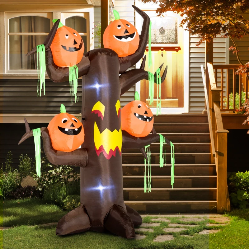 Homcom Gonfiabile per Halloween a Forma di Albero Infestato con Fantasmi e Zucche con Luci a Led 240cm