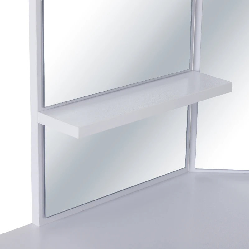 HOMCOM Postazione Trucco con 3 Specchi Pieghevoli, Tavolo Makeup in Legno Bianco con 5 Cassetti - 111x56.2x141.3cm