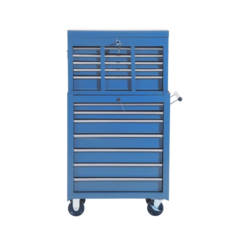 HOMCOM Carrello Portautensili da Officina Professionale Porta Attrezzi con Cassettiera 61.5 x 33 x 113cm Blu